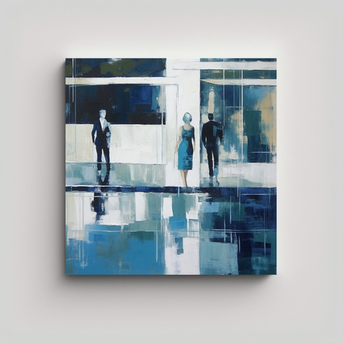 60x60cm Cuadro Moderno Alegría Personas Junto A La Piscina