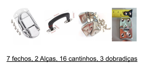 Kit Ferragens Para Case Fechos Dobradiças Alça Cantos Prot.