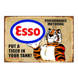 1 Cartel Metalico Letrero De Esso Tigre Publicidad 40x28 Cms