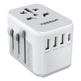 Adaptador De Enchufe Internacional, 3 Puertos Usb-a Y 1 Usb-