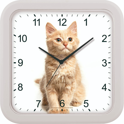 Relógio De Parede Quadrado Gato - 23cm - Herweg 66011321