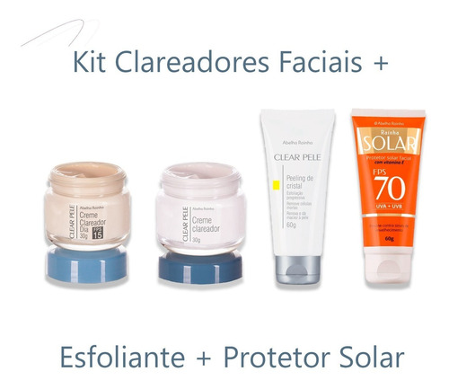 Kit Tratamento Facial Clareador Protetor Solar Abelha Rainha