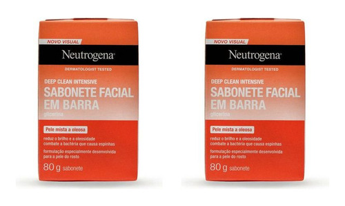 Jabón En Barra Neutrogena Limpieza Facial 80 g Pack X2u