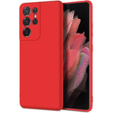 Carcasa Para Samsung Galaxy S21 Ultra Silicona Aterciopelada Color Rojo
