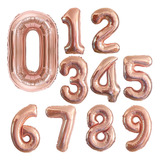 1 Globo Numero Rosa Gold Rosé 40cm Cotillon Candy Bar Cumple