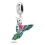 Charm Colibri Pajaro Plata 925 Reluciente Incluye Cadena