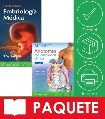 Pack Moore. Anatomía + Langman. Embriología + Pluma Hueso