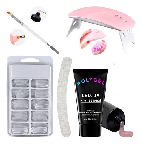 Kit Polygel Gel 100 Moldes F1 Manicure Acessórios Essenciais