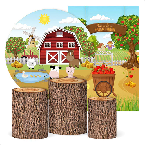 Kit Painéis Casado + Capas Fazendinha Veste Fácil Em Tecido