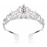 Corona Diadema Reina Mediana Brillos Elegante Metal Grueso