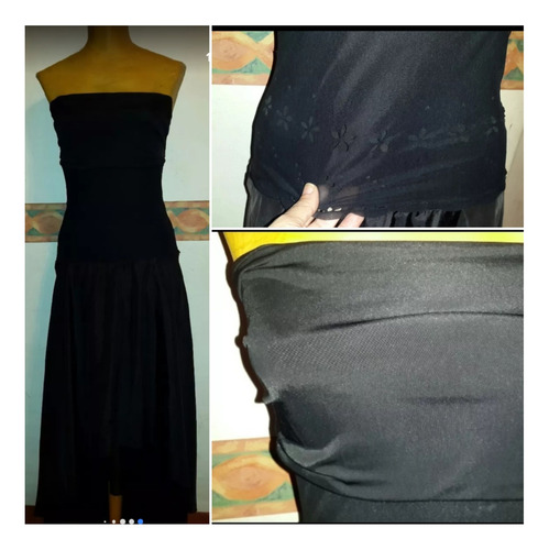 Vestido Largo Strapless Negro.t S.san Isidro