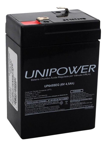 Bateria Selada Para Sistemas De Segurança 6v/4,5 Ah Unipower