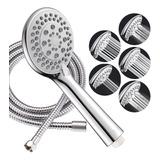 Kit De Ducha Teléfono Manguera Soporte Cromado Acero Inox