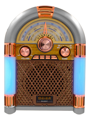 Bocina Bluetooth Radio Am Fm Luz Led Retro Vintage Rockola