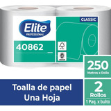 2 Rollos De Toalla Una Hoja Elite Professional De 250 Mts