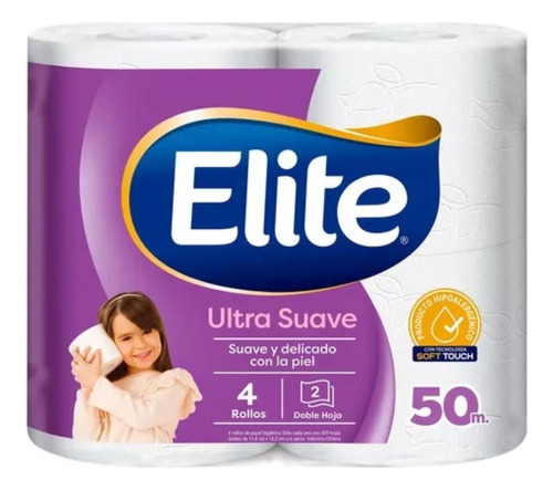 Papel Higiénico Elite Ultra Doble Hoja - 4 Unid. 50 Mts C/u