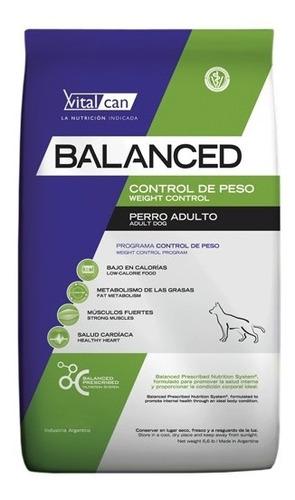 Vitalcan Balanced Perro Control Peso X 20 Kg