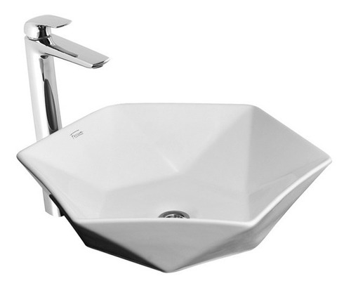 Bacha Baño Ferrum Milos Estrella Lk422 Lavatorio Apoyo Color Blanco