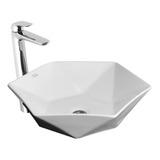 Bacha Baño Ferrum Milos Estrella Lk422 Lavatorio Apoyo Color Blanco