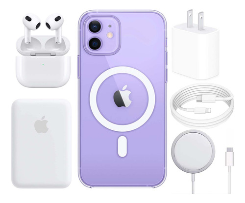 6 Kit Cargador Inalambrico Para iPhone 20w+audifono+bateria