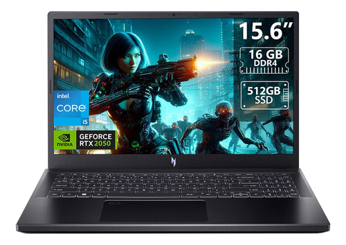 Laptop Gamer Acer: I5, 16gb, 512gb, Rtx2050, W11h. Inglés Color Negro