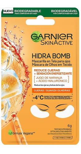 Garnier Skin Active Mascarilla En Tela Hidra Bomb 2 Unidades 6gr.