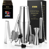 Set De Cocktail Shaker Premium 12 Pzas De Acero Inoxidable 