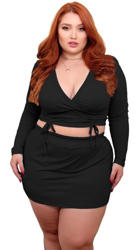 Cropped Plus Size Feminino Decote Tamanhos Grandes Conjunto 