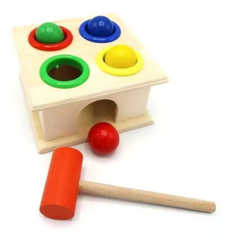 Caja Martillo Didactico Motricidad Juguete Madera Montessori