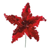 Flor Natal Cabo Curto Poinsetia Vermelha 25x25x25cm 1415157 Cor Único