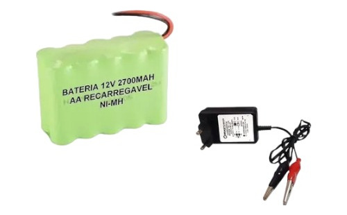 Bat. 12v 2700mah C/ Fio Aa + Carregador 12v Garra Jacare