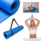 Tapete Yoga Pilates Ultra Grueso 10mm C/asa Azul Livingreen