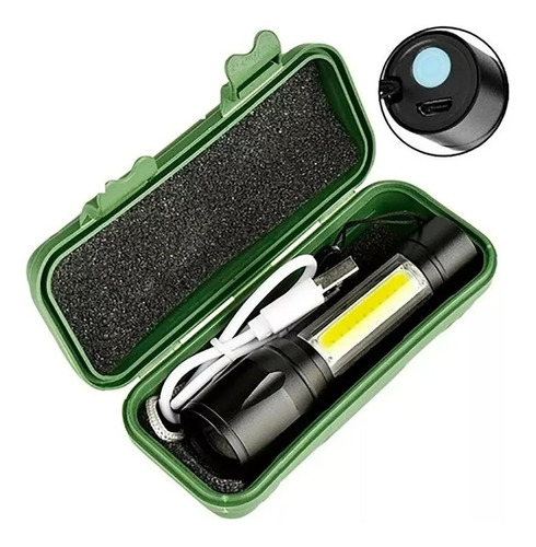 Mini Linterna Con Estuche Recargable Luz Led Usb Camping