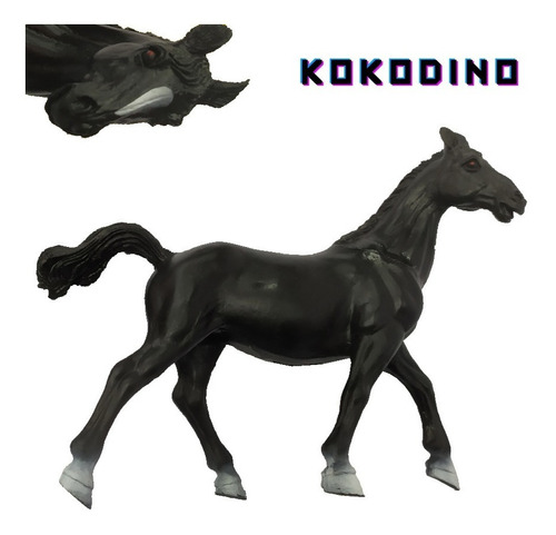 Caballo Rabicano Negro Potro Juguete De Goma Granja Kokodino