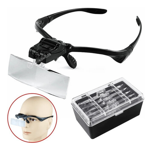 Lupa De Cabeça Profissional 2 Leds 5 Lentes Potente