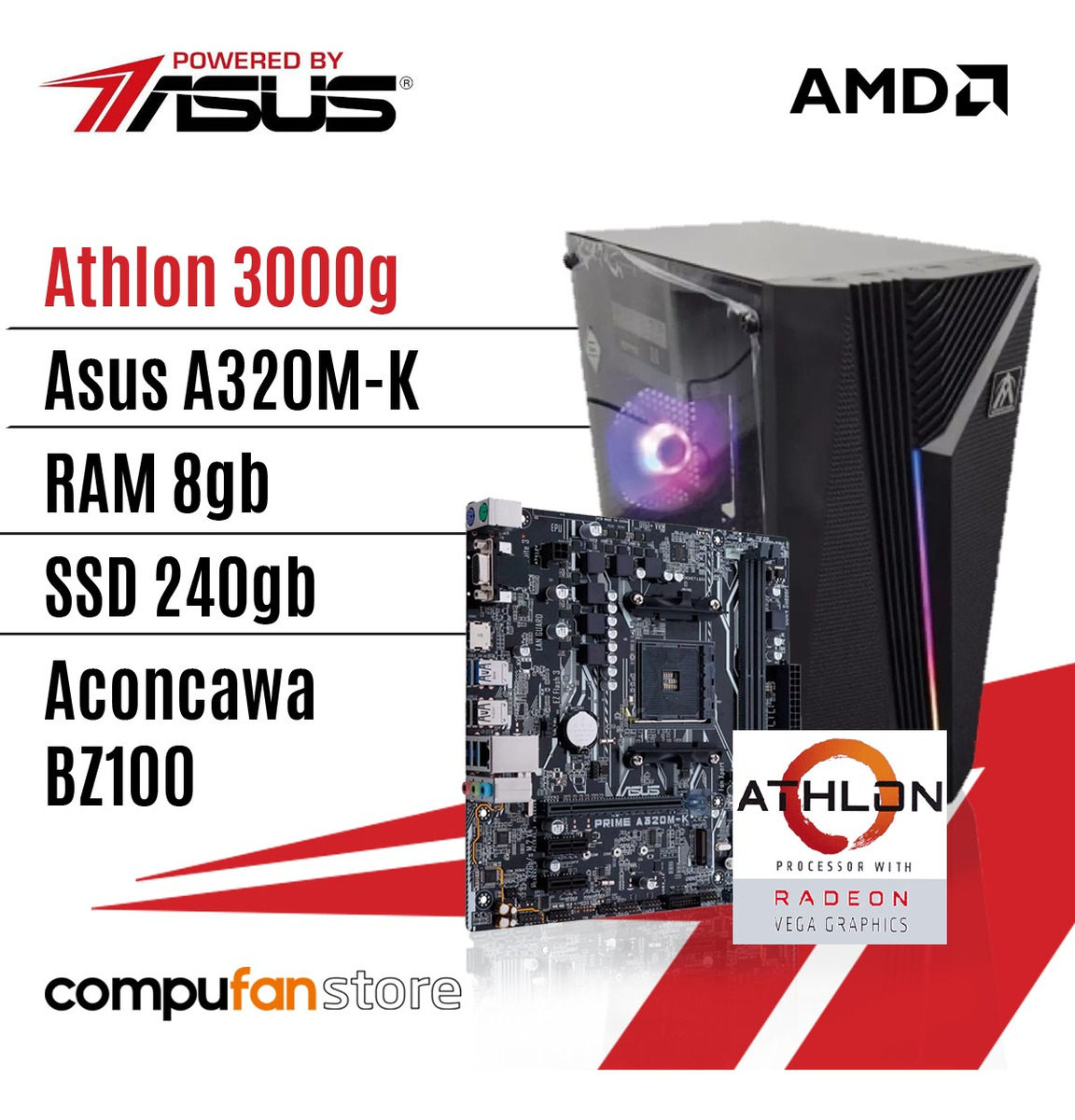 Pc Gamer Powered By Asus Athlon 3000g A320m-k 8gb 