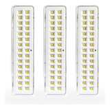 Kit 3 Luminária De Emergência Autônoma De Leds 30l 2w Elgin