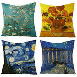 Fundas Cojín Set 4 Arte Van Gogh 18x18 Decorativas Cua...