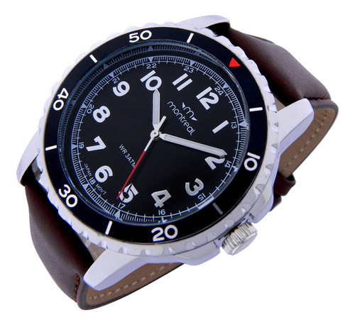 Reloj Montreal Mu728 Hombre Sumergible 30mts Cuero Sintetico