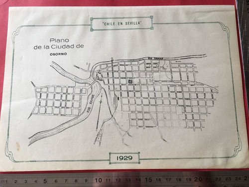 Antiguo Plano Ciudad Osorno Chile Año 1929 Los Lagos