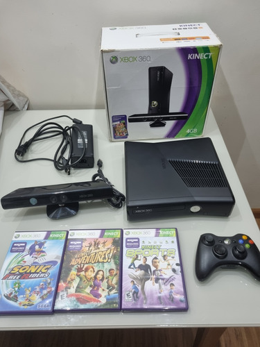 Xbox 360 Slim 4g Completo Seminovo 