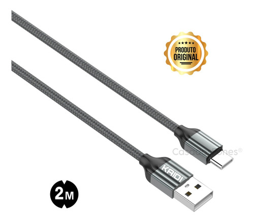 Cabo Carregador Com 2 Metros Original Kaidi Usb Para Xiaomi 