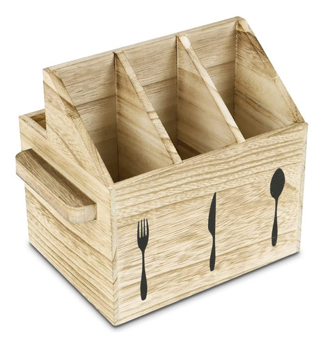 Soporte Utensilios De Madera Cubiertos Caddy Utensilios...