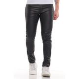 Calça Masculina Preta Resinada Skinny Premium