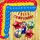 Kit Decoración Globos Cumpleaños Super Mario Bross 80 Piezas