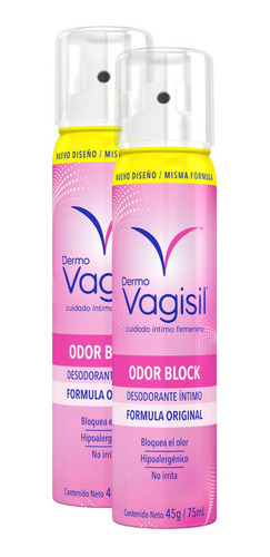 Set X 2 Desodorantes Íntimo Dermo Vagisil Odor Block Mujer