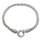 Pulsera Cocida Ancha Plata 925 24 Cm Cierre Marinero