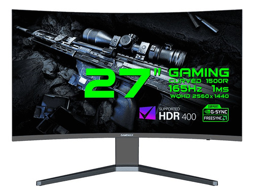 Monitor Gamemax Gamer 27 Curvo 2,5k Qhd 165hz Freesynk Gsync