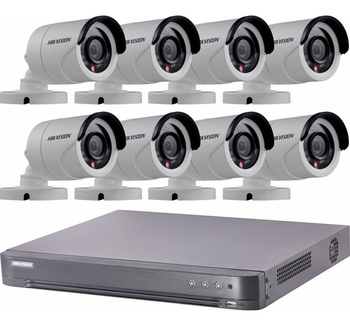 Kit Seguridad Hikvision Full Hd 1080p Dvr 8 + 8 Camaras 2 Mp
