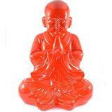 Buda Chinês Grande Vermelho Intenso Estátua.
